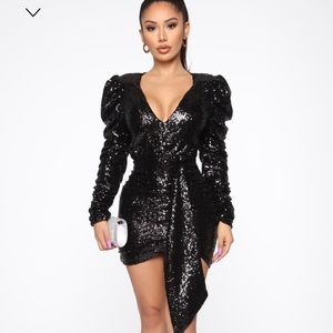 Black sequins mini dress